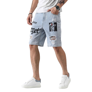Short en jean durable pour hommes Design personnalisé pour des tenues décontractées avec ceinture confortable - Product Image 6