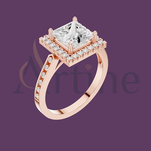 Anillo de diamante cuadrado de moissanita de 14K para mujer - Product Image 1