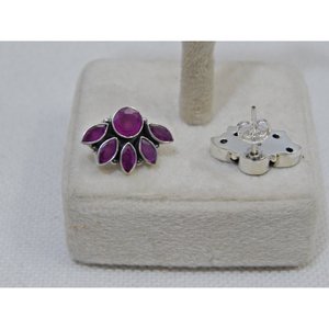 925เงินสเตอร์ลิงต่างหูกระดุมทับทิมธรรมชาติเครื่องประดับอัญมณีแฟชั่นสำหรับเป็นของขวัญสำหรับผู้หญิงสำหรับผู้หญิง - Product Image 3