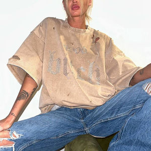 Señoras moda rhinestone logo camisetas cristal tachonado brillo brillante Bling tops moda casual wear - Product Image 1