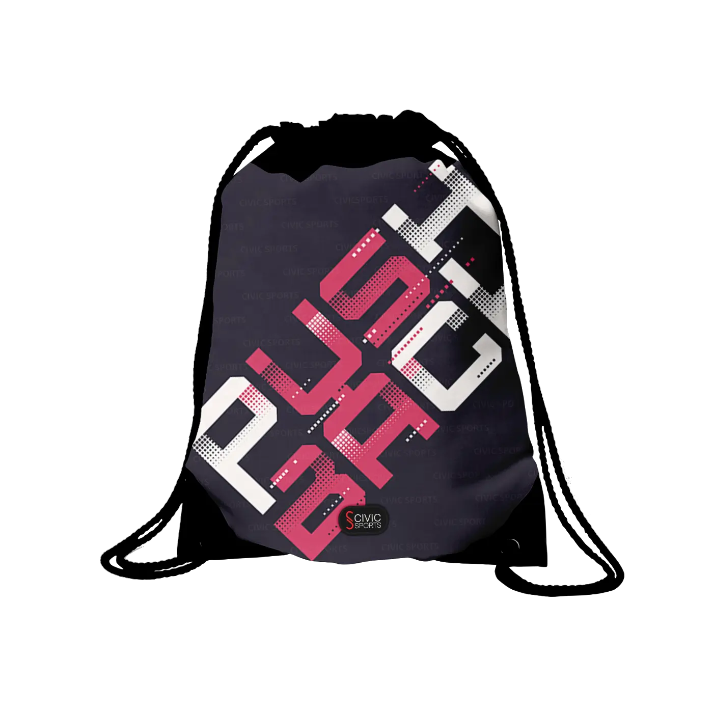 Logotipo personalizado Nylon Draw String Bag Back Pack Waterproof Sports Gym Bagpack com bolso lateral para homens Mulheres Drawstring Mochila