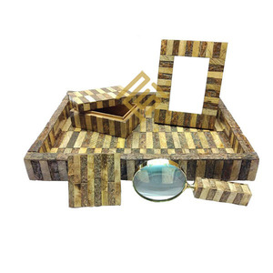 Indian Handmade Ceramic Bathroom Accessories Set Classic Wooden Drink Coaster Horn Bone <b>Square</b> Shape Resin Wood Latest Mats Pads - Product Image 5