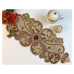 Mantel Individual bordado de primera clase, camino de mesa de lino, mantel con cuentas, mantel decorativo para el hogar, bodas, clubes azules, corredor hecho a mano - Product Image 4