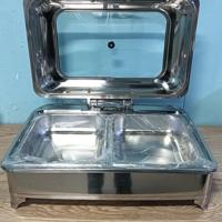 Ensemble de réchauds rectangulaires pour buffet, chauffe-plats électrique en acier inoxydable 9L, argent, pour usage professionnel