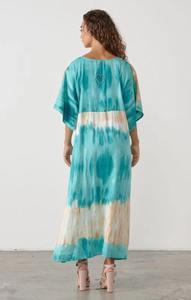 Nuevo Vestido Kaftan de Verano para Mujer, Estilo Tie-Dye, Moderno, para Fiesta o Vacaciones, Diseño de Diseñador, Cuello en V, Manga Corta, 1 Pieza, 100% Rayón - Product Image 3