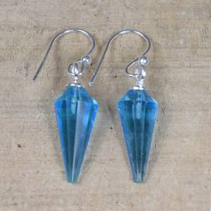 Boucles d'oreilles pendantes en argent sterling avec quartz bleu, faites à la main, pierre précieuse facettée en forme de poire, bijoux en pierre naturelle, cadeau - Product Image 5