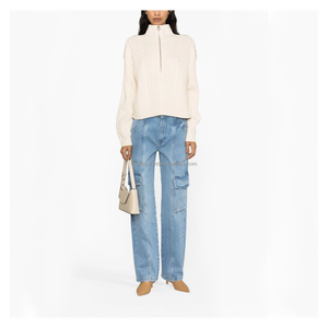 Nouveau pantalon en jean pour femme, style cargo, décontracté, confortable, taille mi-haute, coupe droite, longueur intégrale, coloré, 100% coton respirant - Product Image 2