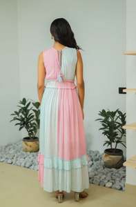 Vestido largo sin mangas con cuello en V y estampado a rayas para mujer, vestido largo con espalda descubierta informal de verano, el mejor precio Vintage de verano - Product Image 4