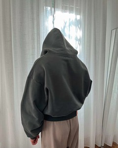 เสื้อมีฮู้ดหนาสองชั้นของผู้ชายเต็มตัวผ้าคอตตอนผ้าฟลีซ650 GSM 100% ปักโลโก้ได้ตามต้องการ - Product Image 3