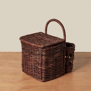 Eco Friendly Rattan Picnic <b>Basket</b> with Handle Handmade Wicker Picnic <b>Hamper</b> with Lid and Cutlery Storage <b>for</b> Outdoor Camping - Product Image 4