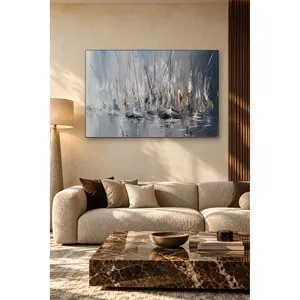 Impression sur toile de voiliers gris Fida dans le port brumeux - Product Image 4