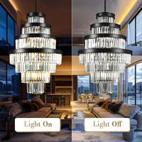 OEM/ODM lustres en cristal de luxe noir mat suspendus pour les lumières d'escalier contemporain délicat H150cm lustre d'hôtel en cristal