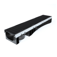 Caniveau de drainage italien EXEL 150 HDPE D400 à fente de 6 mm, grille industrielle moderne en fonte ductile, kit de barres de liaison noir CE extérieur EN1433