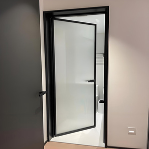 Porte a Battente <span class=keywords><strong>con</strong></span> Cerniera Pivotante Moderne per <span class=keywords><strong>Soggiorno</strong></span>, Sala da Pranzo, Cucina, Bagno, Balcone, Patio, Porte Francesi in Alluminio Nero <span class=keywords><strong>con</strong></span> Vetro Scanalato - Product Image 6