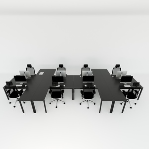 Bureau en cluster en forme de L Uconcept HBUC030, 8 pièces, design minimaliste contemporain, mobilier de bureau en mélamine double pour la maison et l'hôpital - Product Image 3