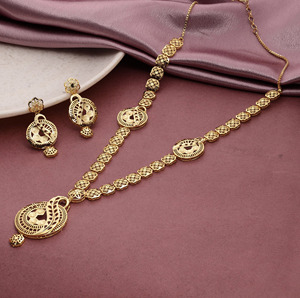 Micro-Formed Long Jewelry Set Gold <b>Pearl</b> Necklace with Copper Brass Chapado En Oro Laminado Jewelry - Product Image 1