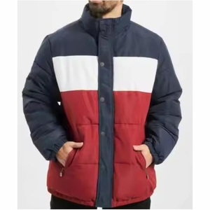Men's Windproof Bomber Puffer <b>Jacket</b> <b>Hooded</b> Quilted <b>Padded</b> Winter Sports Casual Style Stand Collar Front Logo Street Wear - Product Image 1
