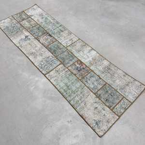 2.2x6.3 ft Turkish Vintage Rug, <b>Runner</b> Rug, <b>Green</b> White Plants & trees Wool Rug - Product Image 3