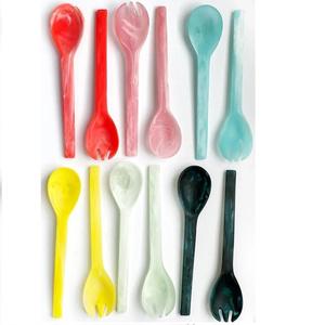 Luxury Handmade Wood Salad Tools Set <b>Pastel</b> Marble Effect Handles Eco-friendly High Quality for Elegant Kitchen Gift Collection - Product Image 5