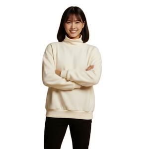 Sweat-shirts à col montant en molleton tricoté à manches longues avec broderie frontale et logo personnalisé pour femme, collection Hiver 2026, vente en gros fabricant - Product Image 1