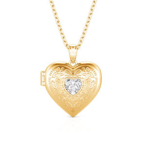 Jeulia Vintage Personalized Heart Photo <b>Locket</b> Necklace with Birthstone Charm - Product Image 2