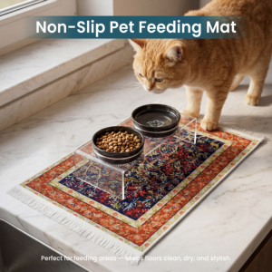 Yakut Non Slip Pet Feeding Mat Washable Custom Dog Cat Bowl Floor Mat Low Pile Personalized Pet Food Placemat OEM ODM - Product Image 2