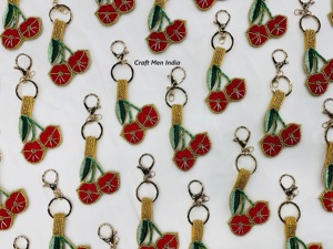 Customized cherry Multicolor Indian Hand Embellished Seed Beaded Key Chains Trendy <b>Hairbands</b> with Beaded Key Chains - Product Image 5