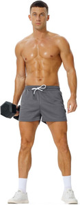 Bermuda athlétique 3 pouces pour homme avec tissu en maille à séchage rapide, teint uni, style décontracté, fermeture à cordon et poches - Product Image 2