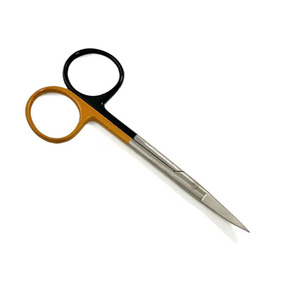Tijeras de hoja afilada curvada quirúrgica, tijera de Enfermería Médica de acero alemán de color medio dorado y negro - Product Image 4