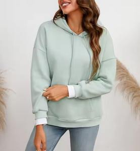 Sweat-shirt à capuche pour femme, personnalisé avec logo OEM, en coton 100% tissé, chaud, avec logo imprimé sur le devant, coupe oversize, idéal pour l'été - Product Image 5