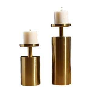 Portavelas de mármol blanco de lujo con acento dorado, candelabro de Pilar moderno hecho a mano para decoración del hogar, bodas y regalos - Product Image 1