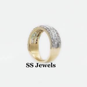 VVS Baguette Moissanite Bague en diamant 925 Argent Canal Réglage Alternant Bande Unisexe Hip Hop Bijoux de mode Look glacé - Product Image 5