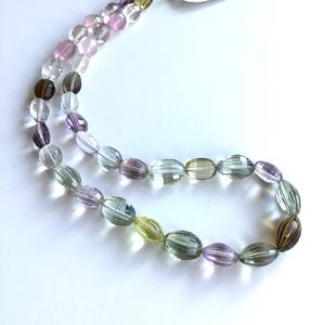 Cuentas ovaladas facetadas de gemas naturales mixtas para la elaboración de joyería fina, collar de piedras preciosas - Product Image 3