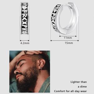 Boucles d'oreilles créoles pour homme en argent sterling S925, hypoallergéniques, avec zircone cubique noire et argentée, style Huggie glacé, bijoux CZ tendance - Product Image 2