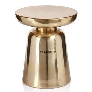 Table d'appoint de style moderne contemporain en aluminium, forme ronde, finition or et noir, décoration d'intérieur, salon - Product Image 3