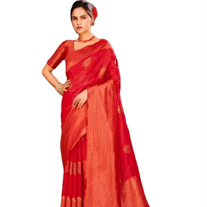 Saree de seda suave banarasi katan con zari puro teje todo Sari para ocasiones especiales Sari recién llegado - Product Image 1