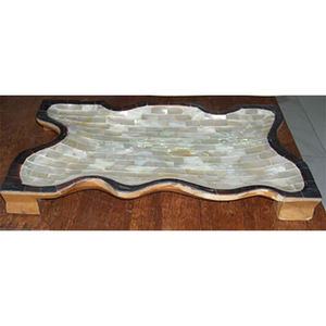 Bois de teck astry avec face en coquillage, bijoux en coquillage, motif en bois de teck et face blanche, taille 40x30cm - Product Image 3