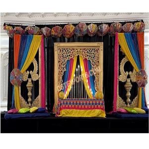 กรอบสีทองฟังก์ชั่นมุสลิม heena สำหรับเวทีการตกแต่งกรอบแต่งงานสไตล์ kundal มุสลิมธีมงานแต่งงานการตั้งค่าเฟรม FRP - Product Image 1