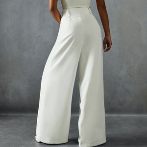 Pantalon cargo évasé pour femme, coupe ample, décontracté, couleur unie, très large, élastique, respirant, multi-poches, très vendu - Product Image 2