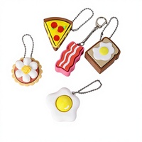 Porte-clés imprimé en 3D, série petit déjeuner occidental, clicker pour le bout des doigts, petit pendentif pour sac à main, porte-clés personnalisé en PVC