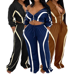 Conjunto Casual de 2 Piezas para Mujer, Chaqueta con Cierre y Pantalones Anchos de Estilo Informal, Ropa de Invierno para Mujer - Product Image 1