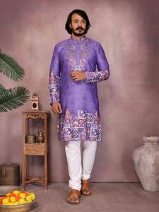 Premium Collection Heavy Khadi Cotton With Embroidery Sequence And Printed Work <b>Mens</b> <b>Kurta</b> Pajama At Lowest Rate For Sale - Product Image 6