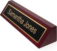 Plaque d'identification de bureau en bois personnalisée pour bureau avec finition piano gravée au laser en palissandre 2x10