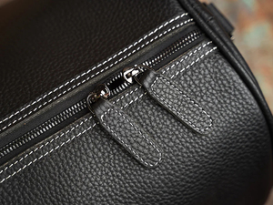 Sac de voyage pliable en cuir véritable léger, grand format, fermeture éclair, durable, noir - Product Image 6