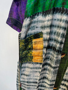 Robe Sari en soie Tie Dye faite à la main, Kimono indien Vintage, Robe d'été, cadeau de demoiselle d'honneur, Robe de plage, nouvelle collection - Product Image 5