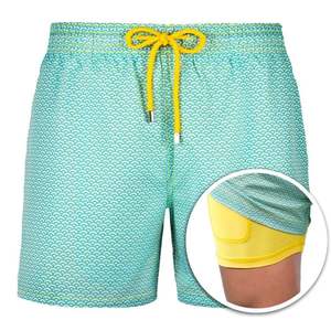 กางเกงขาสั้นชายหาดแบบแห้งเร็วพร้อมเอวยางยืดสำหรับวันหยุดและวันหยุด-1ชิ้นโลโก้ด้านหน้าแบบกำหนดเอง - Product Image 1