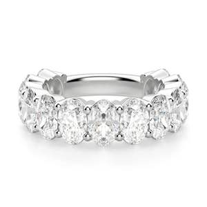 Oval Cut Semi Eternity Wedding Band para mujer - Product Image 6