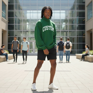 Sweat-shirt décontracté d'hiver personnalisé à col montant, logo brodé imprimé sur le devant, femme homme, coton molletonné, streetwear surdimensionné - Product Image 3