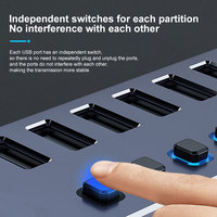 USB C Hub 7 puertos USB3.0 Splitter con interruptor individual de apagado/encendido Indicador LED para PC de escritorio Laptop Extensor de puertos USB