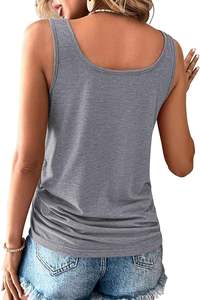 เสื้อกล้ามสำหรับผู้หญิง2025ฤดูร้อนเสื้อกล้ามคอกลมแขนกุดทรงหลวมมีกระดุมแบบลำลอง - Product Image 6